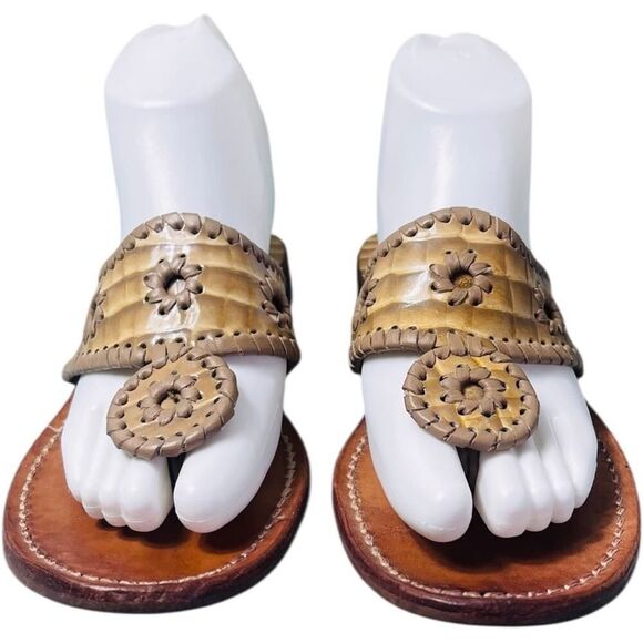 Jack Rogers Tan Patent Leather Newport Croc Navajo - Picture 5 of 10